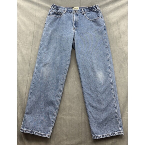 LL Bean Jeans Mens 36x30 Comfort Waist Flannel Lined 212508 Mid Rise Blue - Picture 2 of 12